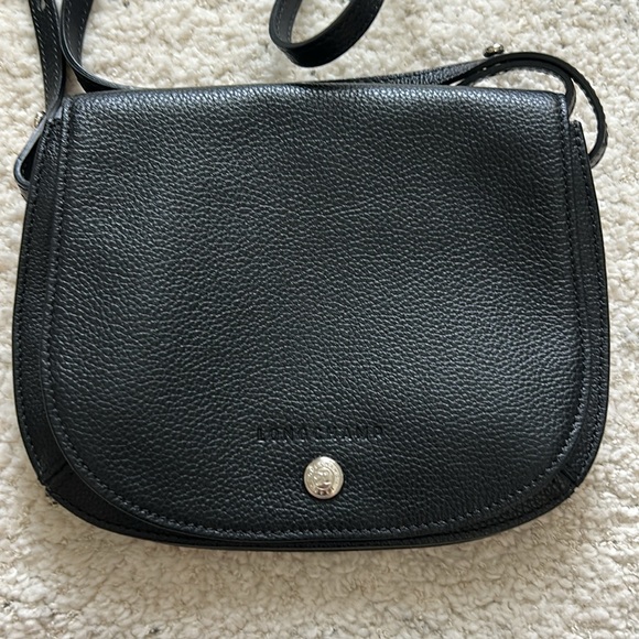 Longchamp Le Foulonne Black Leather Flap Crossbody Bag Small - Picture 2 of 5